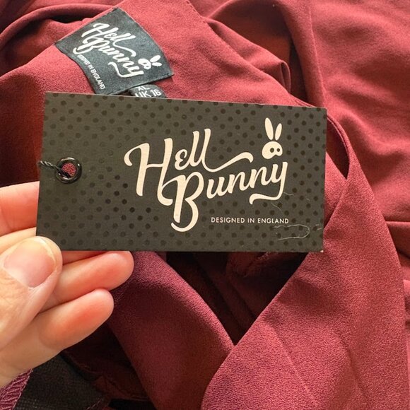 NWT Hell Bunny Burgundy Red Embellished Rhinestone Fit & Flare ModCloth Holiday - Picture 9 of 12